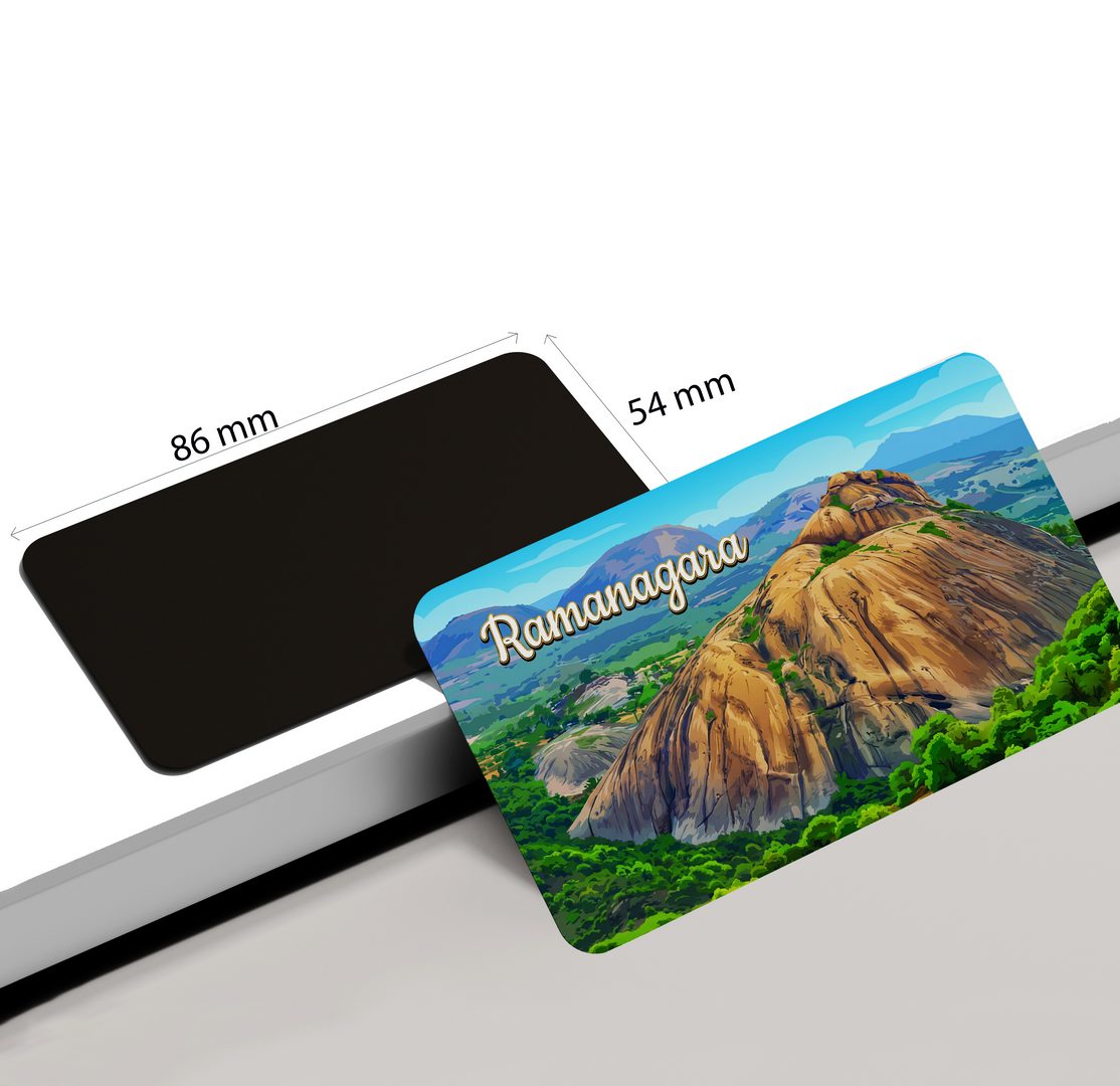 dhcrafts Rectangular Fridge Magnet Multicolor Karnataka Ramanagara Design Pack of 1 (8.6cm x 5.4cm)